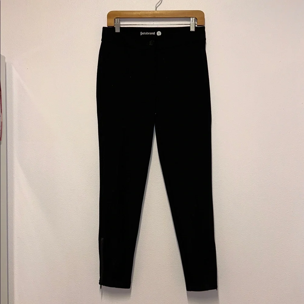 Beta Brand Women's Black Slim Fit Cigarette Ponte Pants with zip ankle - Picture 2 of 7